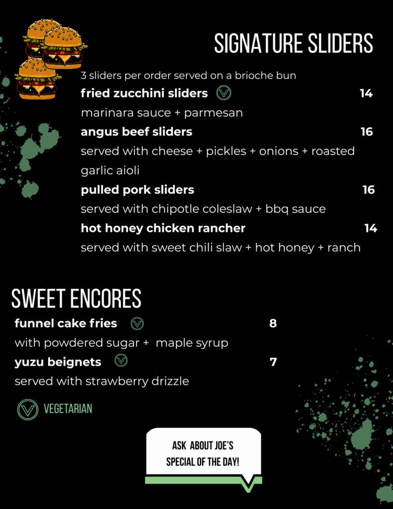 Joes Kitchen Menu Page 2